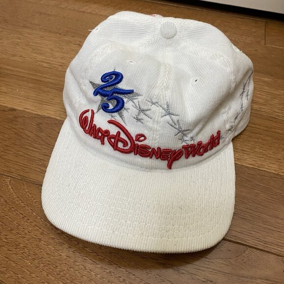 Vintage Walt Disney World White Cap 25th Anniversary Corduroy Goofys Hat Company - Picture 1 of 7